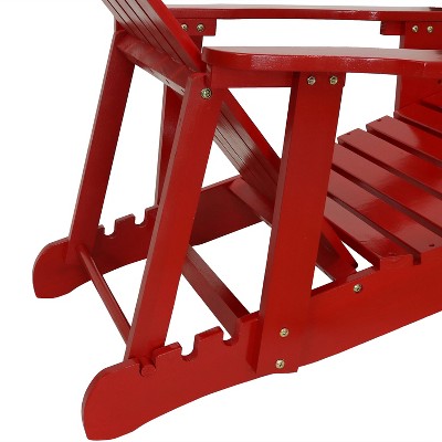 Red Fir Wood Adjustable Backrest Adirondack Patio Chairs - Set of 2