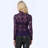 Allegra K Women's See-Through Long Sleeve Turtleneck Sheer Floral Lace Blouse - 4 of 4