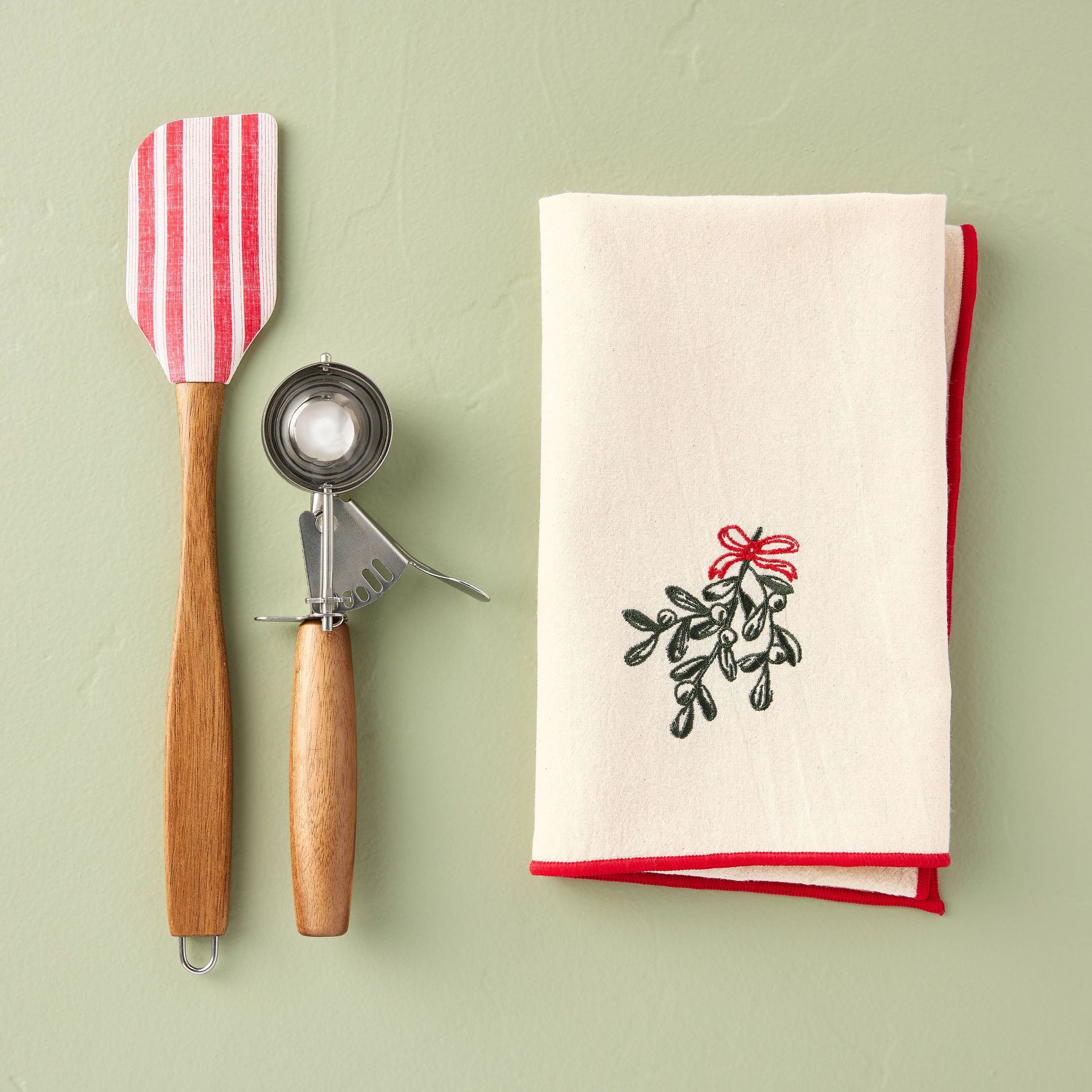 3 Piece Christmas Kitchen Bundle Flour Sack/Cookie Scoop/Spatula - Hearth & Hand™ with Magnolia