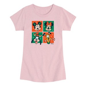 Girls' - Disney - Mickey And Friends Christmas Grid Short Sleeve Graphic T-Shirt - 1 of 2