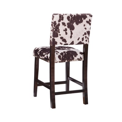 Corey 24" Brown and Ivory Cowhide Counter Stool