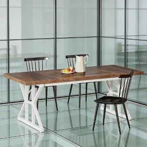 MAYEERTY 70.8 Inch Farmhouse Rectangular Dining Table, Wood Top