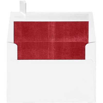 LUX A4 Foil Lined Invitation Envelopes 4 1/4 x 6 1/4  White w/Red Lining FLWH4872-01-50