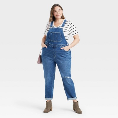 Women's Plus Size Overalls Straight Jeans - Ava & Viv™ Light Wash