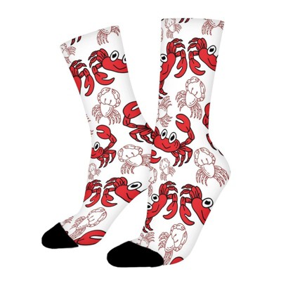 Crab Pattern Women Printed Crew Socks Funny Funky Socks Soft Polyester Novelty Gifts for Artists Men