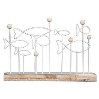 White Metal Fish Decorative Tabletop Accent - Foreside Home & Garden