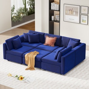 Buenhomino Sectional Sleeper Sofa, 6 Seaters Modular Sleeper Sofa Couch Bed, Convertible Sofas with Ottoman, Modular Sectional Couches for Living Room - 1 of 4