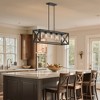 DORESshop 5-Light Matte Black Rectangle Chandelier,Metal Dining Room Light with Adjustable Height for Kitchen Island and Table - 2 of 4