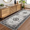 Boho Vintage Washable Area Rug, Gray Medallion Low Pile Non Slip Carpet for Living Room, Bedroom, Kitchen, or Dining Room, Pet Friendly - 2 of 4