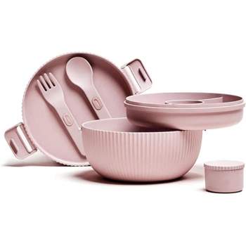 Plant-Based Sustainable Deluxe Bowl, Leak-Proof Bowl with Fork & Spoon, Separate Compartment with Lids