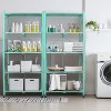 LunaLulinlk 5-Tier Storage Shelving Unit, Metal Shelf, Foldable Storage Shelf with Wheels, Kitchen Shelf with 4 Hooks,No Assembly Required,Blue - 3 of 4