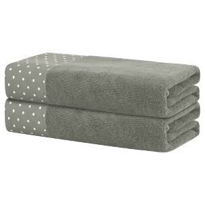Unique Bargains Polka Dot Lightweight Quick Drying Bath Towels 2 Pcs - 1 of 4