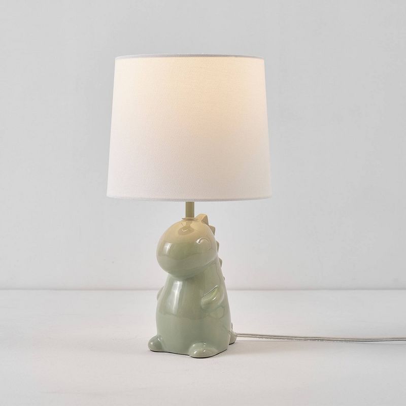 16&#34; Tommy Dinosaur Green Ceramic Table Lamp with White Cotton Shade - Globe Electric, 3 of 10
