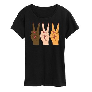 Women's - Instant Message - Hands Peace Short Sleeve Graphic T-Shirt - 1 of 4
