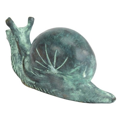 Small Bronze Snail Garden Statue with Emerald Patina
