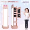 Angel Sar Bow Pattern Children's Jewelry Mirror Cabinet, Painted MDF Rotating Storage with Door & Shelf, Kids Accessory Organizer for Bedroom - 3 of 4