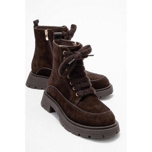 Mina - Brown Genuine Leather Combat Boot (Women) | Forever & Always Shoes - 1 of 4