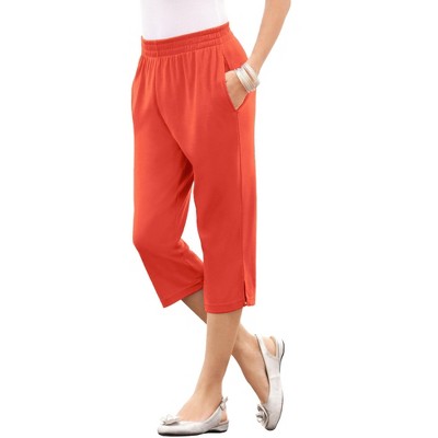 Roaman's Women's Plus Size Soft Knit Capri Pant - S, Orange : Target