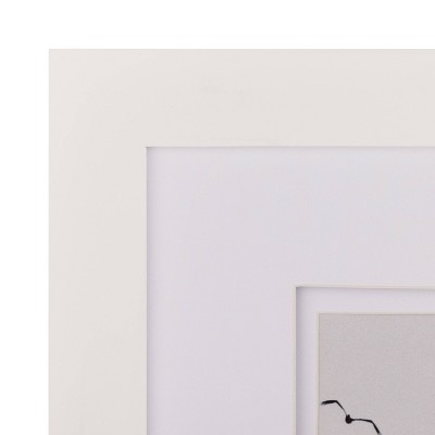 8x8 White Wood Tabletop and Wall Picture Frame with Double Mat