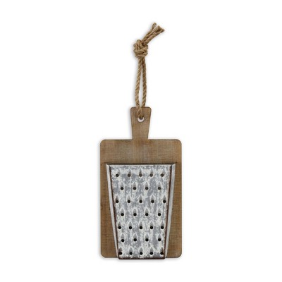 HomeRoots 16" X 9" Gray and Brown Wood and Metal Kitchen Hanging Dimensional Sculpture