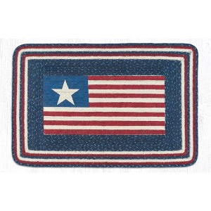 Earth Rugs USA Flag Oblong Patch Tread 20"x30" Rustic Farmhouse Americana Accent - 1 of 3