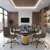 LeisureMod Harris Mid-Back Office Chair, Leather Upholstery with Gold Metal Frame, Modern Armless Desk Seating for Home Office or Conference Room - 3 of 4