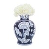Sagebrook Home Blue and White Ceramic Vase - Contemporary 9" Floral Chinoiserie Vase for Home or Office Decor - 2 of 4