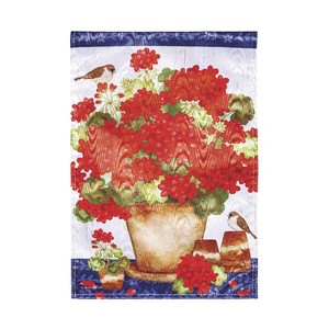 Red Geraniums Moire Garden Flag - 1 of 4