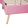 Upholstered Bed Frame with LED Lights,Modern Upholstered Princess Bed With Crown Headboard - 3 of 4