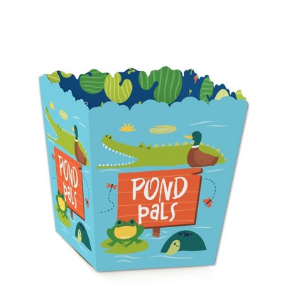 Big Dot of Happiness Pond Pals - Party Mini Favor Boxes - Frog, Alligator, Turtle and Duck Birthday Party or Baby Shower Treat Candy Boxes - Set of 12