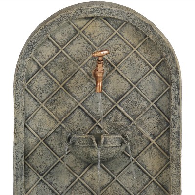 Messina 26" French Limestone Polystone Outdoor Wall Fountain