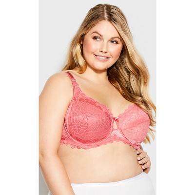Smart & Sexy Women's Plus Size Retro Lace & Mesh Unlined Underwire Bra  Medium Pink 38ddd : Target