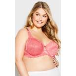 Women's Plus Size Knitted Lace Soft Cup Bra - rose| AVENUE