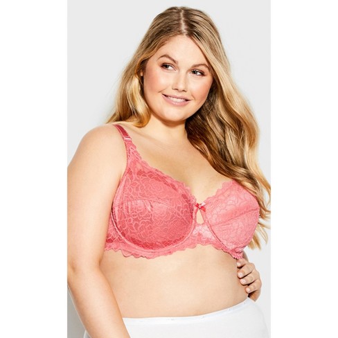 Avenue Body  Women's Plus Size Knitted Lace Soft Cup Bra - Rose