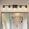 DORESshop 33 in. 5-Light Black Bathroom Vanity Light with Clear Glass Shades for Bathroom, Bedroom, or Hallway - 3 of 4
