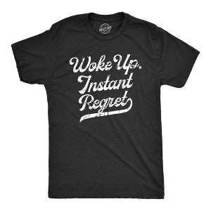 Mens Woke Up Instant Regret T Shirt Funny Early Morning Sleep Joke Tee For Guys - Crazy Dog Men's T Shirt - 1 of 4