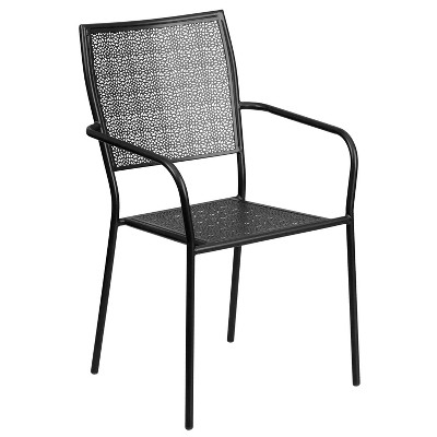 28" Black Steel Square Patio Dining Set with 4 Chairs