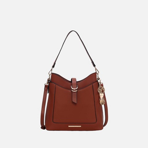 MKF Collection Shoulder Vegan Leather Bag, Adjustable Strap Geneva | MKF Collection by Mia K – Cognac
