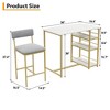 3-Piece Small Bar Table and Chairs with 3 Storage Shelves, Modern Dining Table with 2 Upholstered Bar Stools - 4 of 4