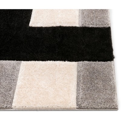 San Francisco Black and Gray Geometric Shag Rug