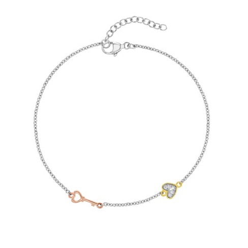 14K Gold Heart Lock & Key Bangle