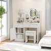NicBex Vanity Desk with Mirror and Lights Makeup Vanity with 3 Color Adjustable Lighting and Cushioned Chair for Bedroom, White - 2 of 4