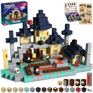 Angel Sar Magnetic Blocks Magic's House Set, 100-Piece STEM Building Cubes, Montessori Sensory Toys for Kids Ages 3-10, Christmas Gifts - 1 of 4