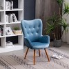 TOAOTBNBO Velvet Tufted Modern Armchair with Wooden Legs, Office Armchair with Plush Cushion, Comfy Upholstered Wingback Arm Chair - 4 of 4