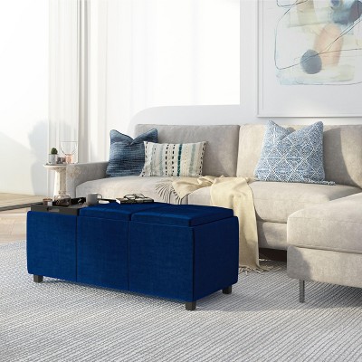 NicBex Faux Leather Storage Ottoman Bench,Upholstered Storage Ottoman with 3 Flip Over Serving Trays,Storage Bench for Living Room,Bedroom