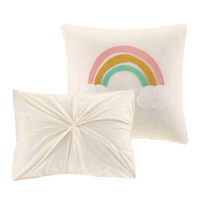 Full/Queen Multicolor Cotton Jacquard Pom Pom Comforter Set