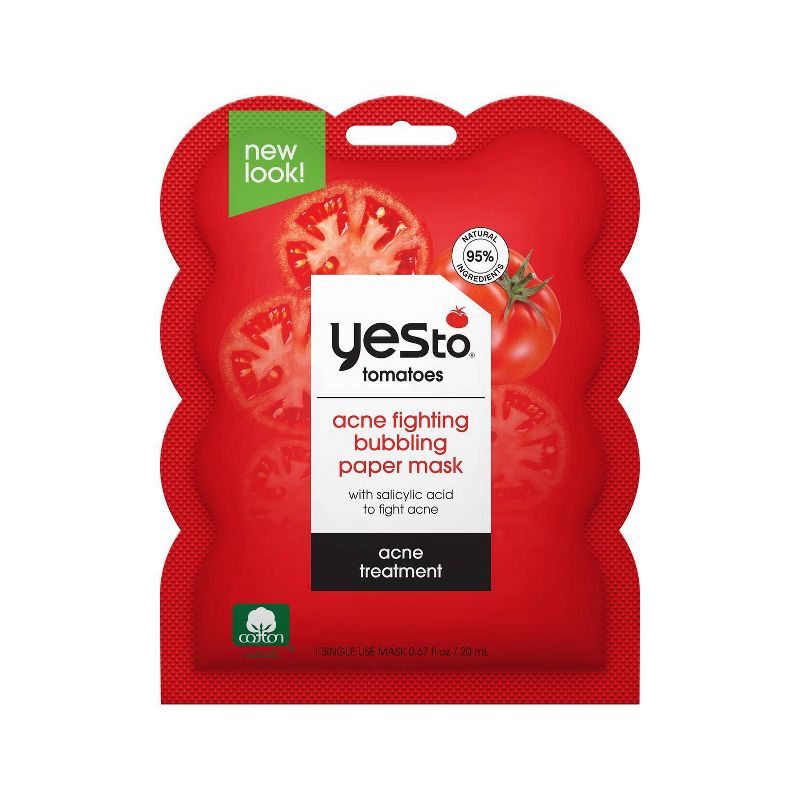 Yes To Tomatoes Acne Fighting Bubbling Face Mask Single Use Facial Treatment - 0.67 fl oz, 1 of 7