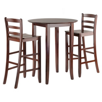 3pc Fiona Counter Height Dining Set with Ladder Back Stool Antique Walnut - Winsome