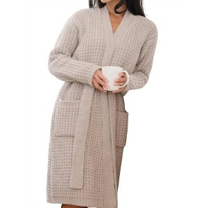 Women's Waffle Knit Robe - Saranoni - 1 of 3