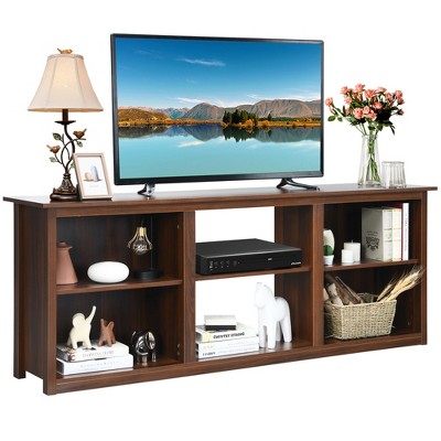 Costway 70'' 2-Tier TV Stand Entertainment Media Console Center Up to 75'' Grey\Black\Walnut